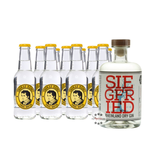 Siegfried Rheinland Dry Gin (41% Vol., 0,5 L) & 11 x Thomas Henry Tonic Water (0,2 L) inkl. 1,65€ Pfand