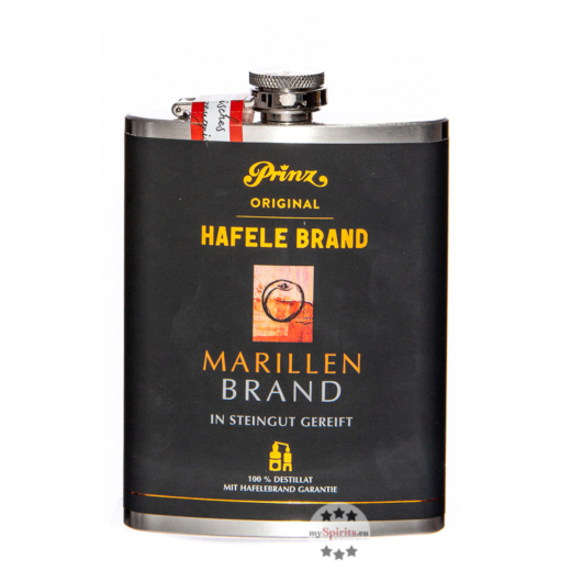 Prinz Flachmann Hafele Marillenbrand / 43 % Vol. / 0,2 Liter-Flasche aus Edelstahl