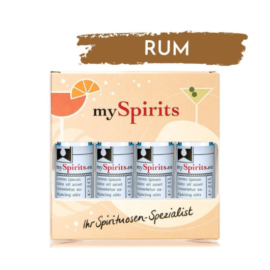 mySpirits: 4er Miniaturen-Set Rum / 38 - 45 % vol / 4 x 0,02 Liter in Deko-Box