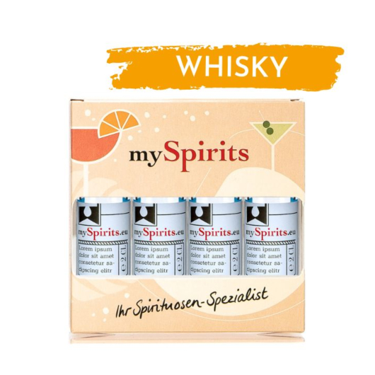 mySpirits: 4er Miniaturen-Set Whisky / 40 - 43 % vol / 4 x 0,02 Liter in Deko-Box