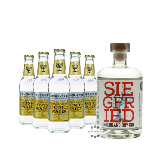 Siegfried Rheinland Dry Gin (41% Vol., 0,5 L) & 5 x Fever-Tree Premium Indian Tonic Water (0,2 L) inkl. 0,75 € Pfand