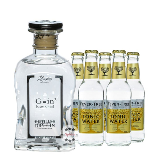 Ziegler Gin Classic G=in3 (45 % Vol., 0,5 L) & 5 x Fever-Tree Premium Indian Tonic Water (0,2 L) inkl. 0,75 € Pfand