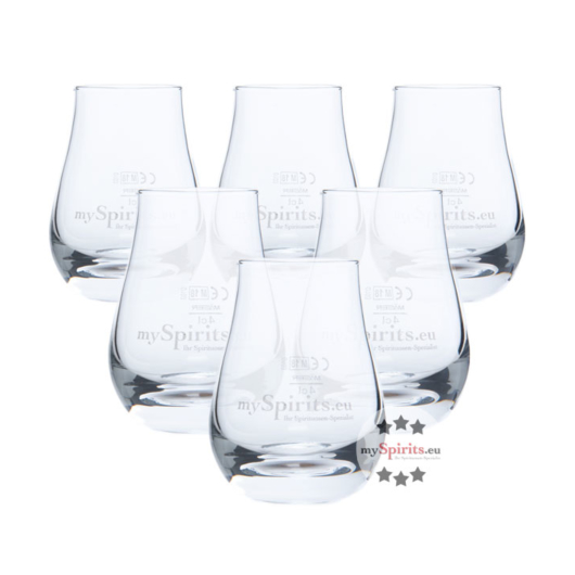 6 x mySpirits Schnapsglas - kleines Nosingglas / je Stück 4cl Eichstrich / H: ca. 8 cm