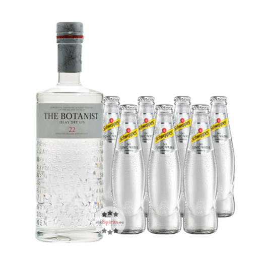 The Botanist Islay Dry Gin (46 % Vol., 0,7l) & 7 x Schweppes Dry Tonic (0,2l) inkl. 0,70 € Pfand