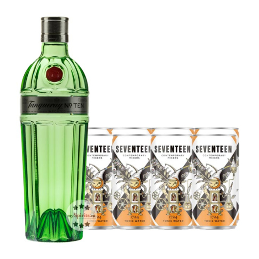 Gin Tonic Set: Tanqueray No. Ten Gin (47,3 % Vol. / 0,7 L) + 8 x 1724 Tonic Water (0,2 L) inkl. 2,00 € Pfand