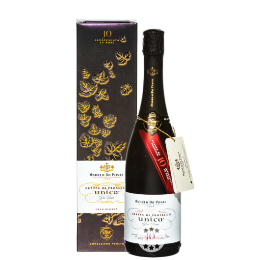 Andrea Da Ponte Unica Grappa di Prosecco Invecchiata 10 Anni / 40 % Vol. / 0,7 L in Geschenkbox