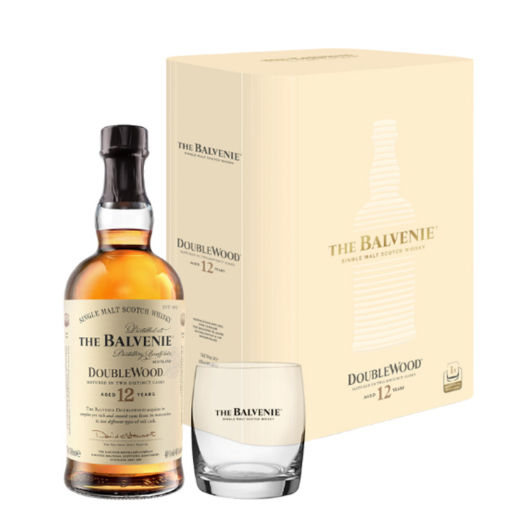 The Balvenie Double Wood 12 Jahre Single Malt Scotch Whisky / 40 % vol / 0,7l Geschenkset mit Glas - AKTION