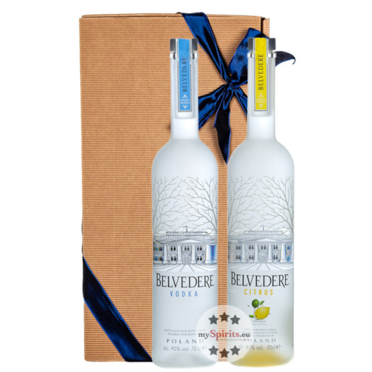 Geschenk-Set: Belvedere Vodka (40 % Vol. / 0,7 L) + Belvedere Citrus Vodka (40 % Vol. / 0,7 L) in Geschenkbox