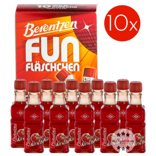 Berentzen: Fun Wildkirsche Likör Probierset / 16% Vol. / 10 x 0,02 Liter-PET-Flasche