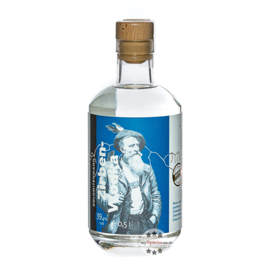 Dolomiti Alpenfeinkost: Dolomitenmann Zirben-Wodka / 39,4 % Vol. / 0,5 Liter-Flasche