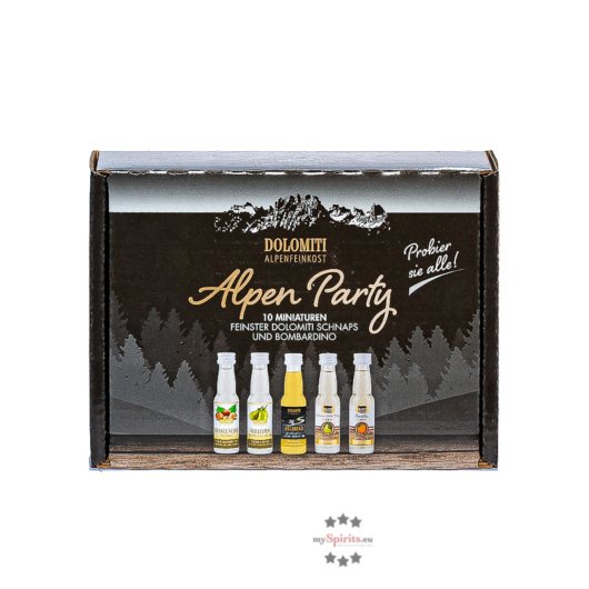 Dolomiti Geschenkset Alpen Party Miniaturen-Probierset / 16 – 40 % Vol. / 10 x 0,02 Liter-Flasche