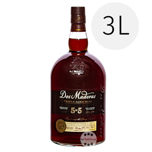 Dos Maderas: 5 + 5 PX Triple Aged Rum / 40 % Vol. / 3,0 Liter-Flasche