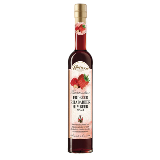 Prinz Erdbeer-Rhabarber-Himbeer Traditionslikör Sommer Special Edition / 20 % Vol / 0,5 Liter-Flasche