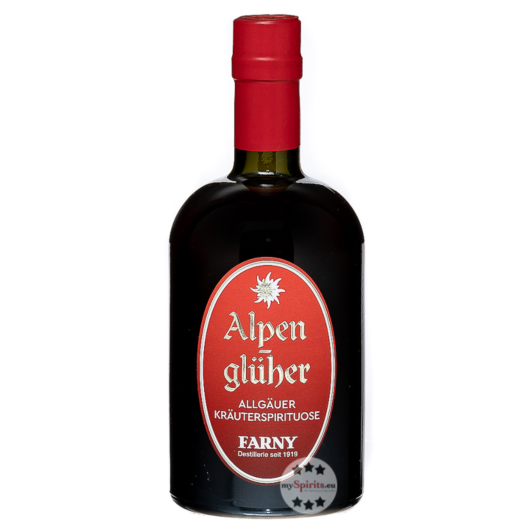 Farny Alpenglüher - Kräuterschnaps aus dem Allgäu / 32 % Vol. / 0,5 Liter-Flasche in Geschenkdose