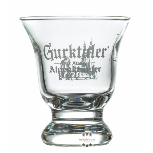 Gurktaler Alpenkräuter Stamperl Schnapsglas / 2 cl & 4 cl Eichstrich / H: ca. 7 cm