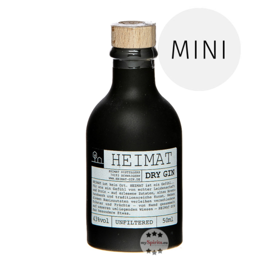 Heimat Dry Gin Mini / 43 % Vol. / 0,05 Liter-Flasche