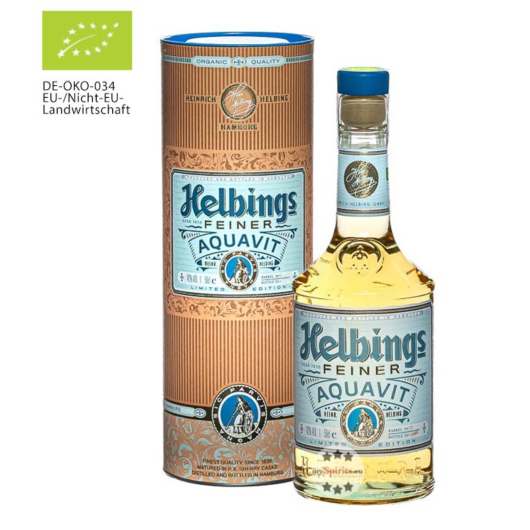 Helbings Feiner Aquavit Bio Limited Edition / 42 % Vol. / 0,5 Liter-Flasche in Geschenkdose