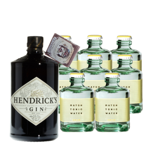 Hendrick’s Gin (44 % vol, 0,7 l) & 8 x Match Indian Tonic Water (0,2 l) inkl. 2,40 € Pfand