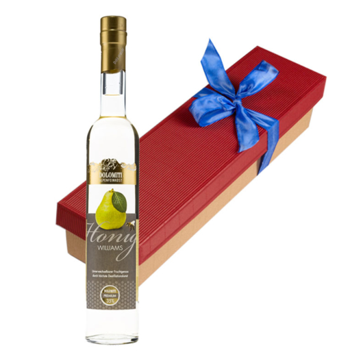 Dolomiti Geschenk-Set Honig Williams Premium / 35 % vol. / 0,5 Liter-Flasche in Geschenk-Schachtel