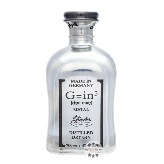 Ziegler Gin G=in3 Metal Platin Distilled Dry Gin der Brennerei Ziegler / 45 % vol. 0,7 L Flasche