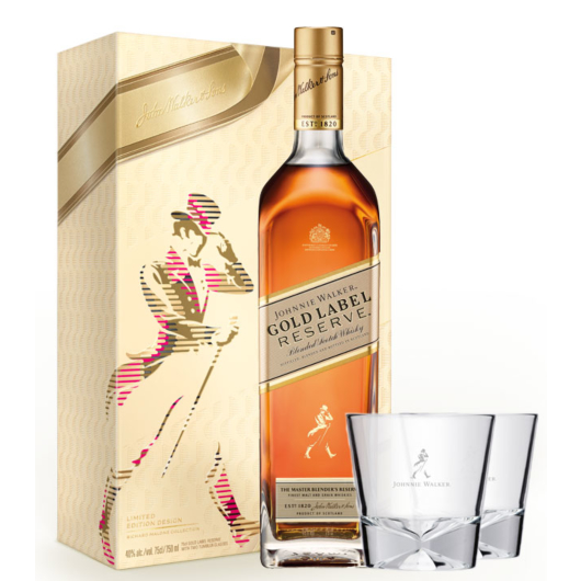 Johnnie Walker Gold Label Geschenkset / 40 % Vol. / 0,7 L + 2 Johnnie Walker-Gläser