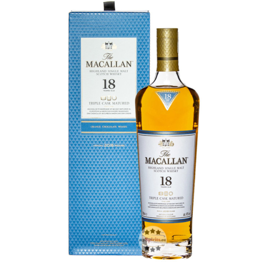 The Macallan 18 Jahre Triple Cask Matured Highland Single Malt Whisky / 43 % Vol. / 0,7 Liter-Flasche in Geschenkbox