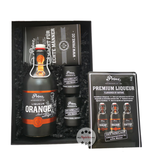 Prinz Geschenk-Set "Nobilant Männerbox" Orange / 37,7 % Vol. / 0,5 L mit Nobilant Schild & Stamperl