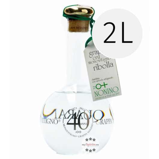 Nonino Grappa Cru Monovitigno Ribolla - Klarer Grappa aus Ribolla-Reben / 45 % Vol. 2,0 L Flasche 