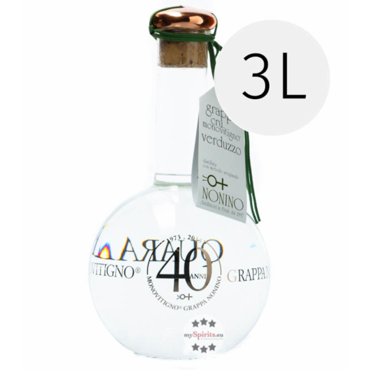 Nonino Grappa Cru Monovitigno Verduzzo - Sortenreiner, eleganter Grappa / 45 % Vol. 3,0 L Flasche 