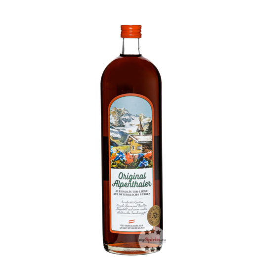 Prinz Alpenthaler Kräuterlikör mit echten Bergheublumen / 20,5 % Vol. / 1,0 Liter-Flasche