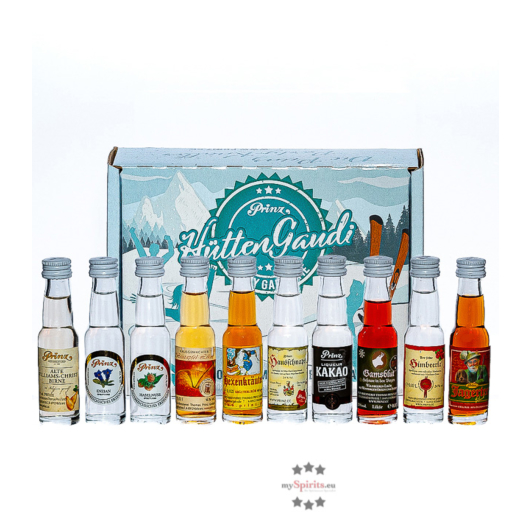 Prinz Miniaturen-Probierset „Hüttengaudi“ groß 10er Box / 16 - 48 % Vol. / 10 x 0,02 Liter-Flasche