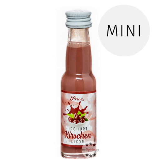 Prinz: Joghurt-Kirschen-Likör Miniatur / 15 % Vol. / 0,02 Liter-Flasche