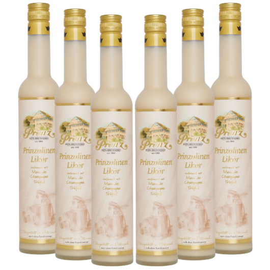 6 x Prinz Prinzalinen Likör verfeinert mit Marc de Champagne Trüffel / 15 % vol / 6 x 0,5 Liter