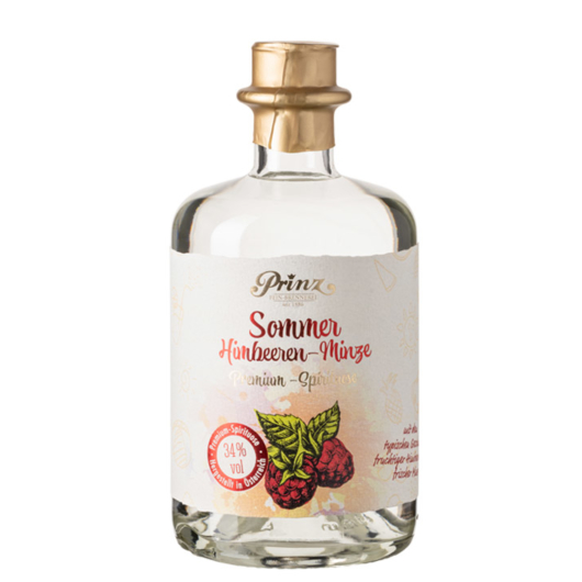 Prinz: Sommer Himbeeren-Minze-Schnaps / 34 % vol / 0,5 Liter-Flasche