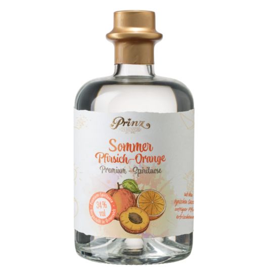 Prinz: Sommer Pfirsich-Orange-Schnaps / 34 % vol / 0,5 Liter-Flasche