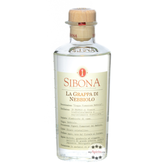 Sibona Grappa di Nebbiolo / 40 % Vol. / 0,5 Liter-Flasche