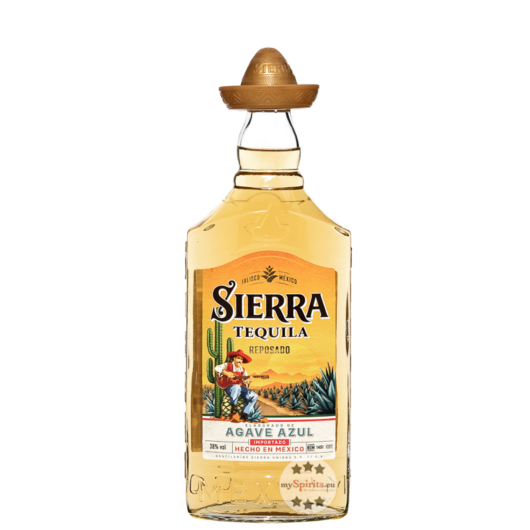 Sierra Tequila Reposado / 38 % Vol. / 0,7 Liter-Flasche mit goldenem Hut