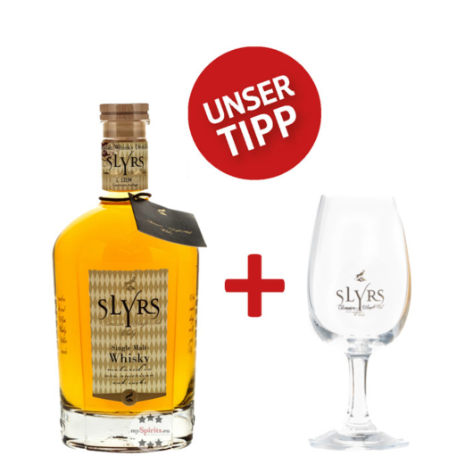 SLYRS Whisky Set: Bavarian Single Malt Whisky + Slyrs-Glas / 43 % vol. / 0,7 Liter-Flasche im Karton