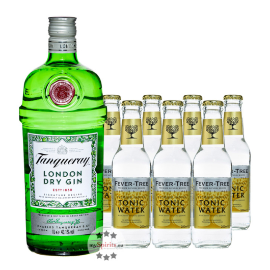 Tanqueray London Dry Gin (43,1 % Vol., 0,7 L) & 7x Fever-Tree Indian (0,2 L) inkl. 1,05 € Pfand