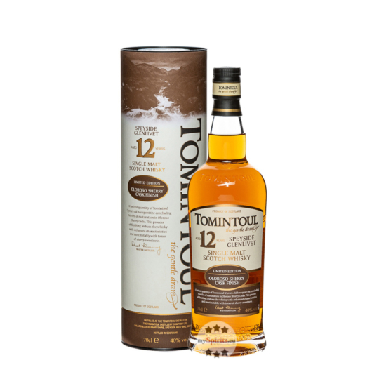 Tomintoul 12 Years Oloroso Sherry Cask Finish Speyside Glenlivet Single Malt Whisky / 40 % vol / 0,7 Liter in Geschenkdose