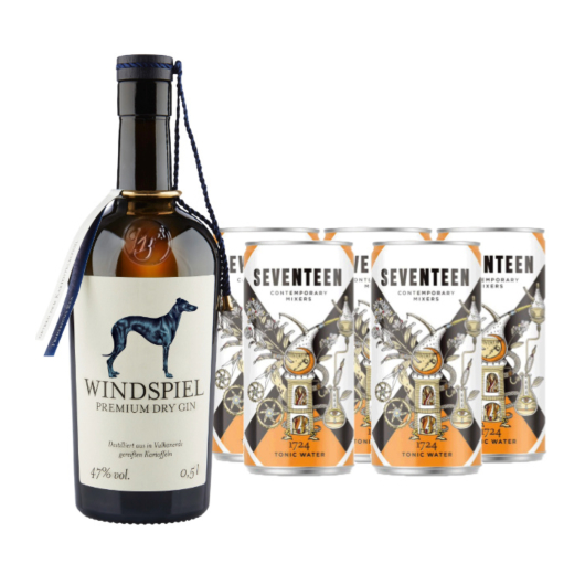 Gin Tonic Set: Windspiel Gin (47 % Vol. / 0,5 Liter) + 5 x 1724 Tonic Water (0,2 L) inkl. 1,25 € Pfand