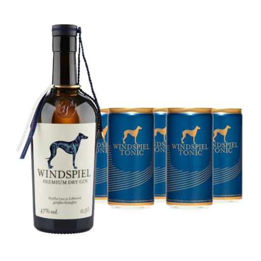 Windspiel Premium Dry Gin (47 % Vol., 0,5 L) & 5 x Windspiel Tonic Water (0,2 L) inkl. 1,25 € Pfand