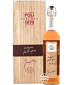 Poli Grappa Barrique Solera di Famiglia Jacopo Poli / 55 % Vol. / 0,7 Liter-Flasche in Holzschatulle