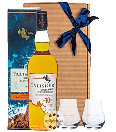 Set: Talisker 10 Jahre Whisky 45,8 % vol. 0,7 l & 2 mySpirits Nosing-Gläser in Geschenk-Schachtel