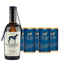 Windspiel Premium Dry Gin (47 % Vol., 0,5 L) & 5 x Windspiel Tonic Water (0,2 L) inkl. 1,25 € Pfand