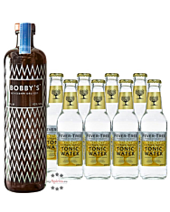 Bobby’s Dry Gin (42 % Vol. / 0,7 Liter) + 8 x Fever-Tree Indian Tonic Water (0,2 L) inkl. 1,20 € Pfand