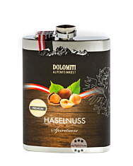 Dolomiti: Flachmann Haselnuss Schnaps / 35 % Vol. / 0,2 Liter-Flasche aus Edelstahl