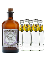 Monkey 47 Dry Gin (47% Vol., 0,5 L) & 5 x Schweppes Indian Tonic Water (0,2 L) inkl. 0,50 € Pfand