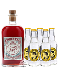 Monkey 47 Sloe Gin (29 % Vol., 0,5l) & 5 x Thomas Henry Tonic Water (0,2l) inkl. 0,75 € Pfand