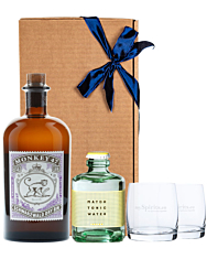 Monkey 47 Gin Set (47 % vol, 0,5 l) & 1 x Match Indian Tonic (0,2 l) + 2 Tumbler in Geschenk-Box